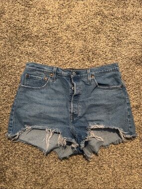 Levi's Light Blue Distressed Denim Cutoff Shorts